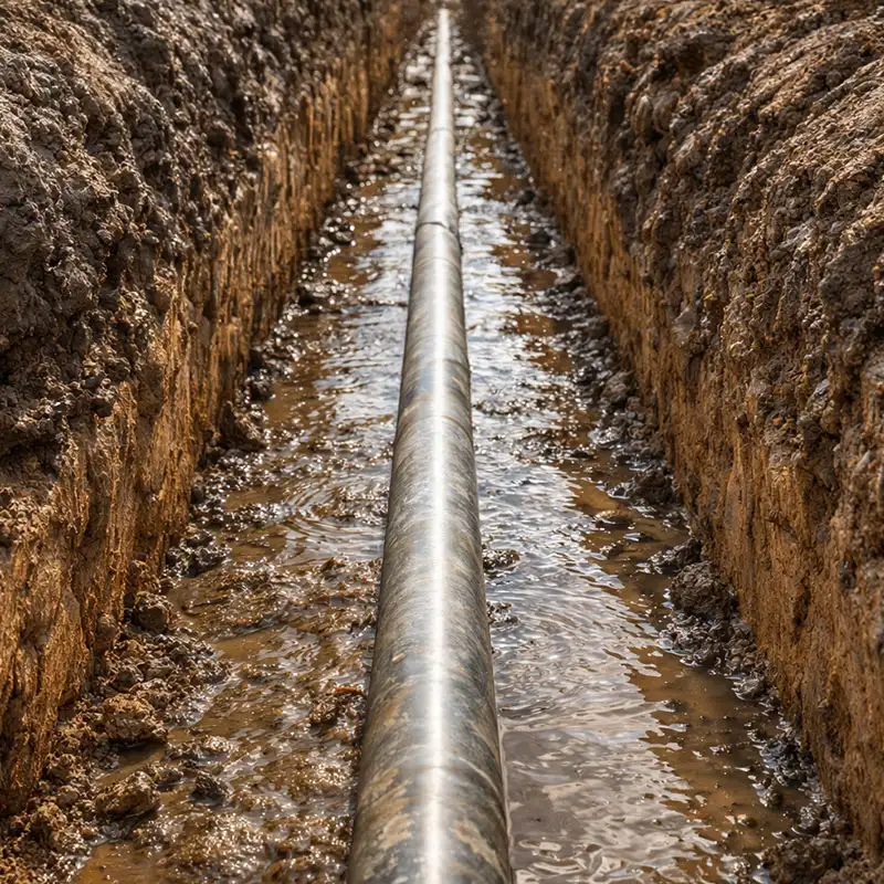 חשיפת קו ביוב בקוטר 4 צול עם סימני כשל חודר בצנרת במהלך בדיקה ואימות ממצא בשטח